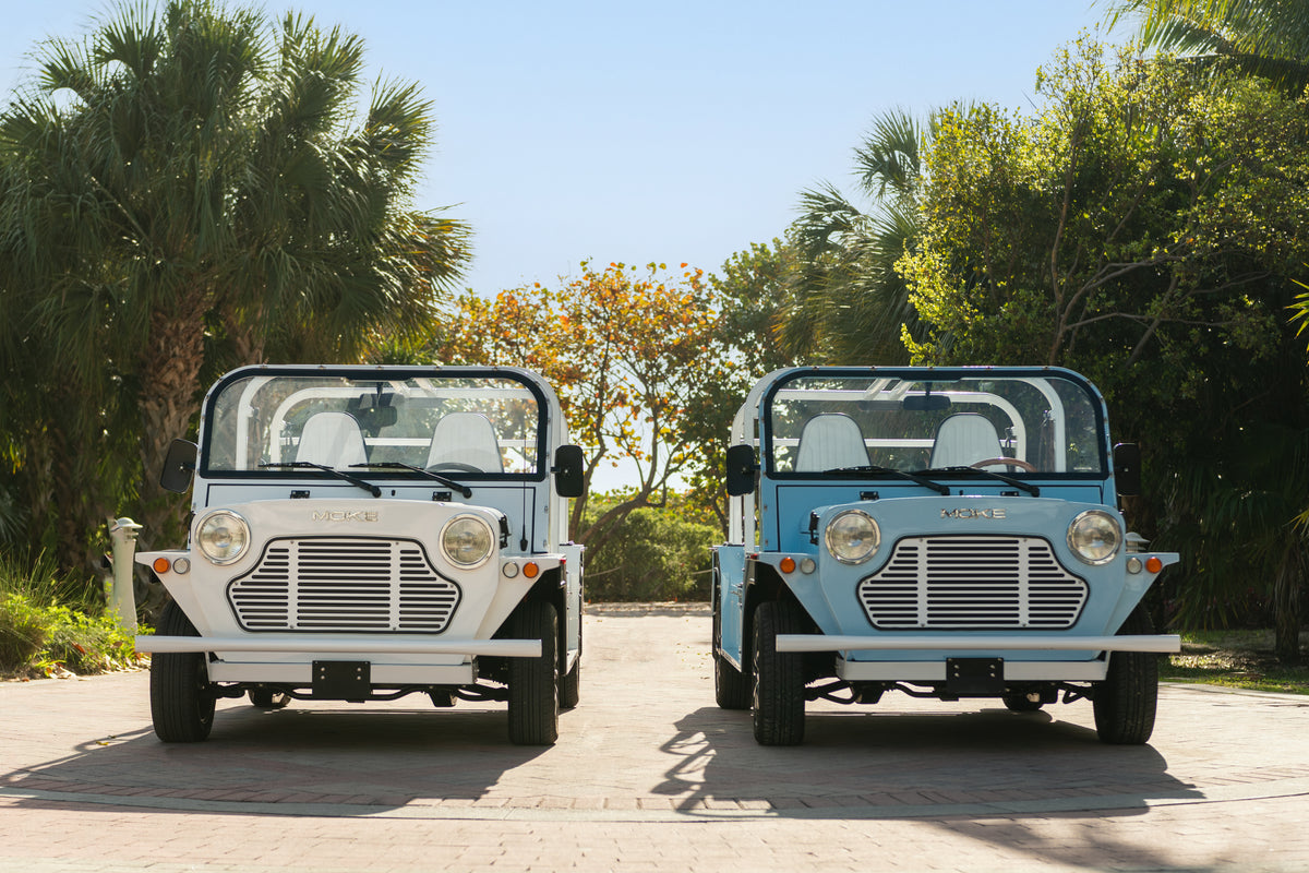 Moke electric vehicles at the beach